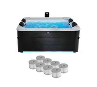 Spa rigide 6 places 180cm carré hydromassage 4 coussins bâche 8 filtres