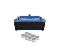 Spa rigide 6 places hydromassages 4 coussins + 8 filtres + bâche incluse OSLO SAPPHIRE L 160 x P 160 x H 65 cm