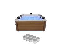 Spa rigide 6 places hydromassages 4 coussins + 8 filtres OSLO AMBER beige L 160 x P 160 x H 65 cm