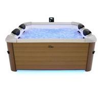 Spa rigide 6 places carré beige hydromassages 4 coussins Oslo Amber