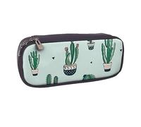 Spa Village of Floral Water Bath Candles Printed PU Leather Pencil Case - Multifonction Flip Pencil Bag and Makeup Cosmetic Holder for Girls Boys School Students, Cactus vert., Taille unique, Cartable