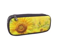 Spa Village of Floral Water Bath Candles Printed PU Leather Pencil Case - Multifonction Flip Pencil Bag and Makeup Cosmetic Holder for Girls Boys School Students, tournesol, Taille unique, Cartable