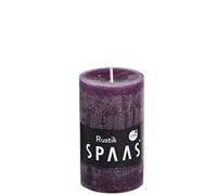 Spaas 12 Bougies Pilier rustiques Non parfumées 48/80 mm, 17 Heures, Aubergine