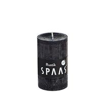 Spaas 12 Bougies Pilier rustiques Non parfumées 48/80 mm, ± 17 Heures, Noir