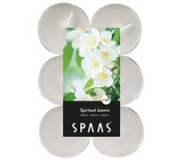 Spaas 12 Maxi Bougies Chauffe-Plats parfumées, ± 10 Heures - Spiritual Jasmin 0392103.577 D 58 mm x H 24 mm Blanc