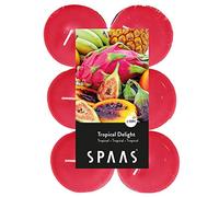 Spaas 12 Maxi bougies chauffe-plats parfumées, ± 10 heures - Tropical Delight, Rouge Vif