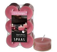 SPAAS 12 Maxi Clearlights parfumées, bougies chauffe-plats cup transparente, ± 8 heures - Magnolia Blossom