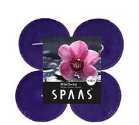 Spaas 12x4 Bougies Chauffe-Plat parfumées Cire de Paraffine, Tasse en Aluminium Aubergine, D 58mm x H 24mm