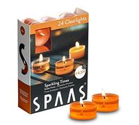 Spaas 24 Clearlights parfumées, bougies chauffe-plats cup transparente, ± 4,5 heures - Sparkling Times 0338340.181 D 38 x H 19 mm Orange Gingembre