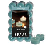 SPAAS 30 Clearlights parfumées, bougies chauffe-plats cup transparente, ± 4,5 heures - Minty Hammam