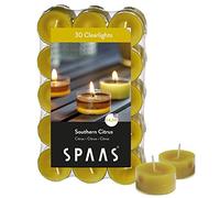 SPAAS 30 Clearlights parfumées, bougies chauffe-plats cup transparente, ± 4,5 heures - Southern Citrus