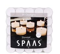 Spaas - 50 Clearlights Non-Parfumées, Bougies Chauffe-Plats Cup Transparente, 4.5 Heures - Blanc