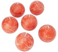 Spaas 6 Bougies Boule Rustique Non Parfumée 80mm 24h Orange Gingembre