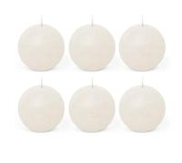 Spaas 6 Bougies Boule Rustique Non Parfumées 80mm ± 24h - Blanc