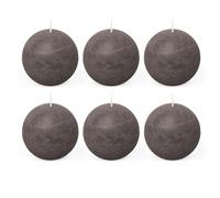 Spaas 6 Bougies Boules Rustiques Non Parfumées 80mm 24h Taupe