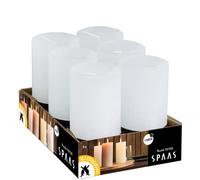 Spaas - 6 Bougies Pilier Rustiques Non-Parfumées 68/130 mm, 60 Heures - Blanc