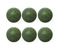 Spaas 6x Bougie Boule Rustique 80 mm 24h - vert foncé