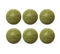 Spaas 6x Bougie Boule Rustique 80 mm 24h - vert olive