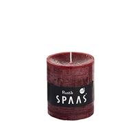 Spaas 8 Bougies Pilier rustiques Non parfumées 68/80 mm, 30 Heures, Rouge vin