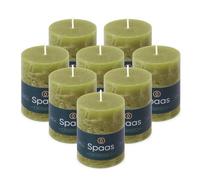 Spaas 8x Bougie Pilier Rustique 70/95 mm 35h - vert olive