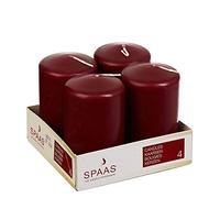 Spaas Bougie Pilier Cylindre 50/80 mm, ± 18 heures, non-parfumée - vin rouge