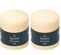 SPAAS Bougie Pilier Cylindre 80/100 mm, ± 40 heures, non-parfumée - ivoire (Lot de 2)