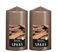Spaas Bougie Pilier Cylindre 80/150 mm, ± 65 heures - Exotic Wood 0004800.475, Taupe (Lot de 2)
