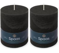 Spaas Bougie Pilier Rustique 100/130 mm 95h - noir (Lot de 2)