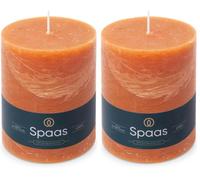 Spaas Bougie Pilier Rustique 100/130 mm 95h - orange (Lot de 2)