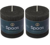 Spaas Bougie Pilier Rustique 70/70 mm 25h - noir (Lot de 2)
