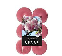 Spaas Lot de 10 x 12 Bougies Chauffe-Plat parfumées en Emballage Plat, 4,5 Heures, Fleur de Magnolia