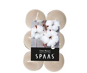 Spaas Lot de 10 x 12 Bougies Chauffe-Plat parfumées en Emballage Plat, ± 4,5 Heures, Fleurs de Coton