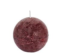 Spaas Lot de 6 bougies boules rustiques non parfumées 80 mm ± 24 heures Rouge vin