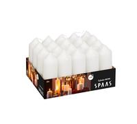 Spaas Plateau de 20 Bougies Pilier Non Parfumées 38/110 mm, 13 Heures, Blanc