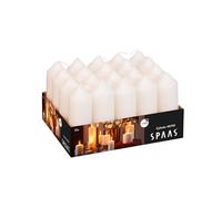 Spaas Plateau de 20 bougies cylindriques non parfumées 38/110 mm, 13 heures, ivoire