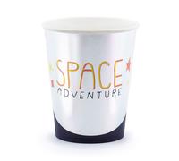 Space Adventure gobelet en carton 6 pièces argent-noir-orange 200 ml