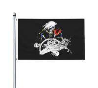 Space Al%bator Pirate Harlock Captain Drapeau Double Face 3x5FT - Bannière Murale ou Extérieure, Décoration Fans d’Anime, Pirate de l’Espace, Accessoire Collection,Cadeau Manga