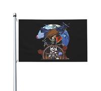 Space Al%bator Pirate Harlock Captain Drapeau Double Face 3x5FT - Bannière Murale ou Extérieure, Décoration Fans d’Anime, Pirate de l’Espace, Accessoire Collection,Cadeau Manga