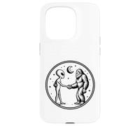 Space Alien Rencontre Bigfoot et serrant la Main Coque pour iPhone 15 Pro