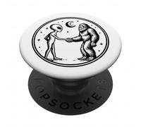 Space Alien Rencontre Bigfoot et serrant la Main PopSockets PopGrip Adhésif