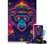 Space Ape avec Puzzles d'OVNI pour Adultes 1000 pièces Renforce la mémoire Soulage l'anxiété Bords Lisses Surprise chaleureuse (38x52cm)