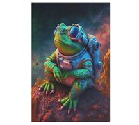 Space Astronaute Frog Puzzle De 1000 Pièces en Bois pour EnfFourmis Adultes, Puzzles en Matériau Recyclé De Qualité Supérieure 78×53cm