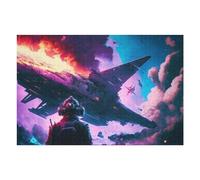 Space Battle Burning Ship Puzzles pour Adultes Jeux Relaxants Défi Difficile Cadeaux De Noël Et d'anniversaire 75x50cm/1000pcs