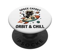 Space Cadet Orbit & Chill Mignon Astronaute Chat Fusée PopSockets PopGrip Adhésif