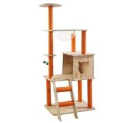 Space Capsule Arbre à chat - Lit pour chat fermé avec balle bruyante suspendue pour l'escalade, le repos et le divertissement - Niche durable pour chats actifs