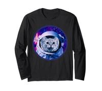 Space Cat Astronaut in Galaxy Funny Cats Kitten Lover Manche Longue