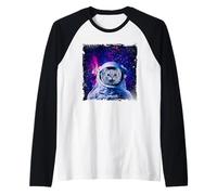 Space Cat Astronaut in Galaxy Funny Cats Kitten Lover Manche Raglan