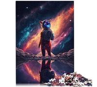 Space Cat Jigsaws Puzzles 1000 Piece Puzzles for Adults Kids Wood Puzzle Artwork by 19.7x29.5inch