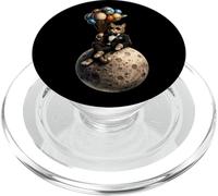 Space Cat Moon Smoking Amusant pour Amoureux des Chats PopSockets PopGrip pour MagSafe
