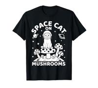 Space Cat on Mushrooms Cosmic Journey T-Shirt